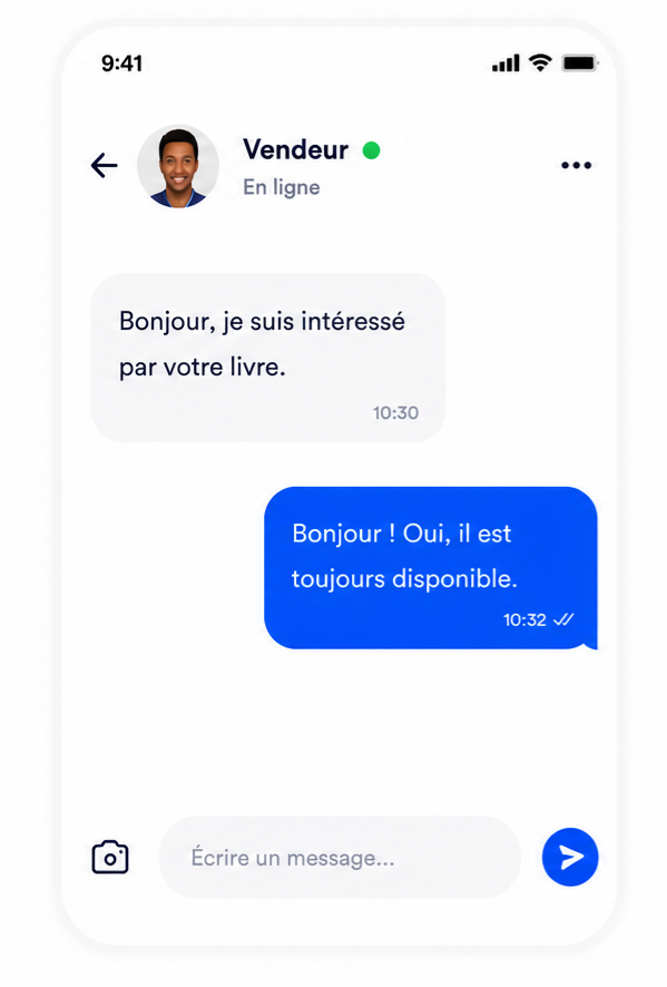 Discussion avec un vendeur dans l'application BELA